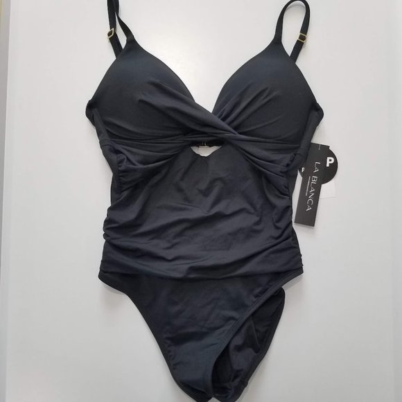 La Blanca Twist-Front Keyhole One-Piece Swimsuit -Black - Picture 5 of 9